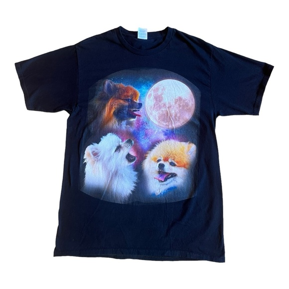 Pomeranians Howling at the Moon black t-shirt - Picture 2 of 5
